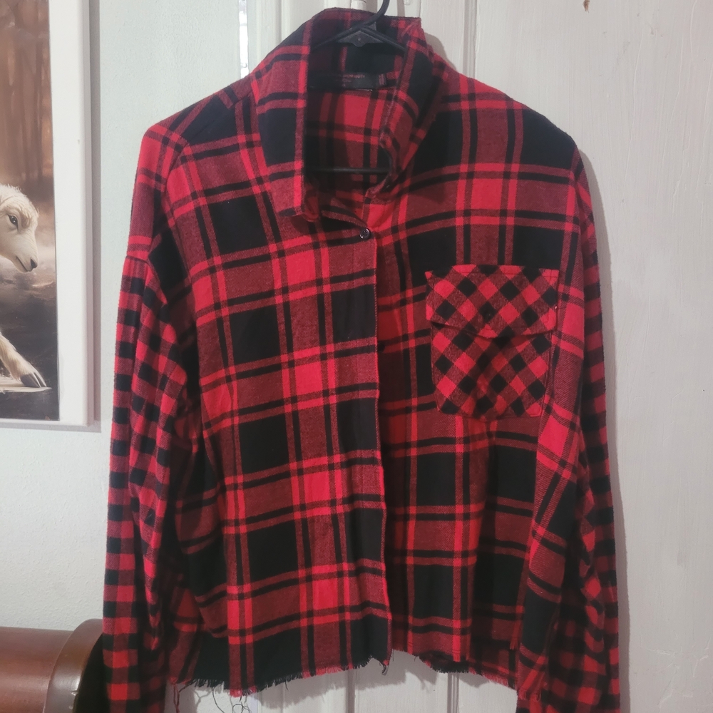 Marshalls Red and Black Plaid Sweater